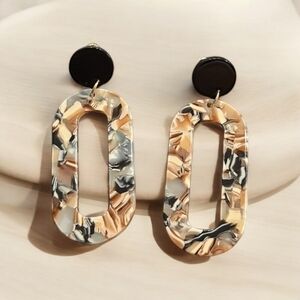 1 LEFT! Acrylic Marble Drop Dangle Earrings
